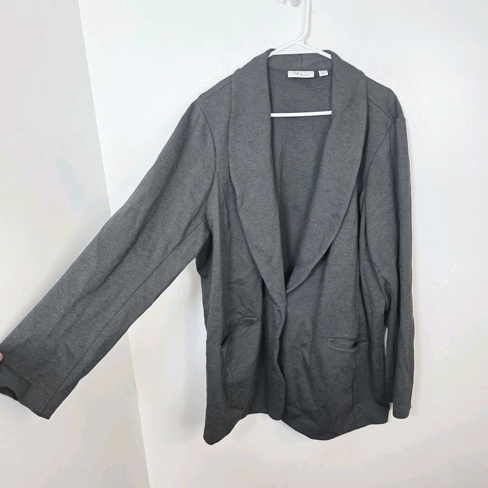 SGailored Susan Graver Gray Stretch Business Professional One Button Blazer 3X